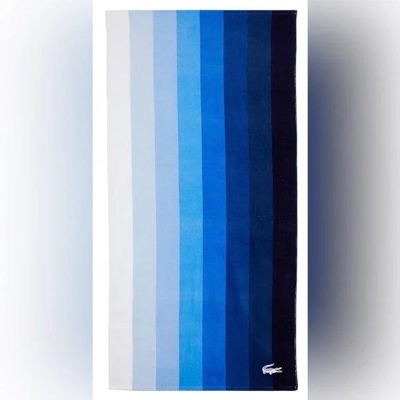 NWT Lacoste Waterfall Blue Oversized Beach Towel Croc Logo 100% 36”x72” - Picture 6 of 10